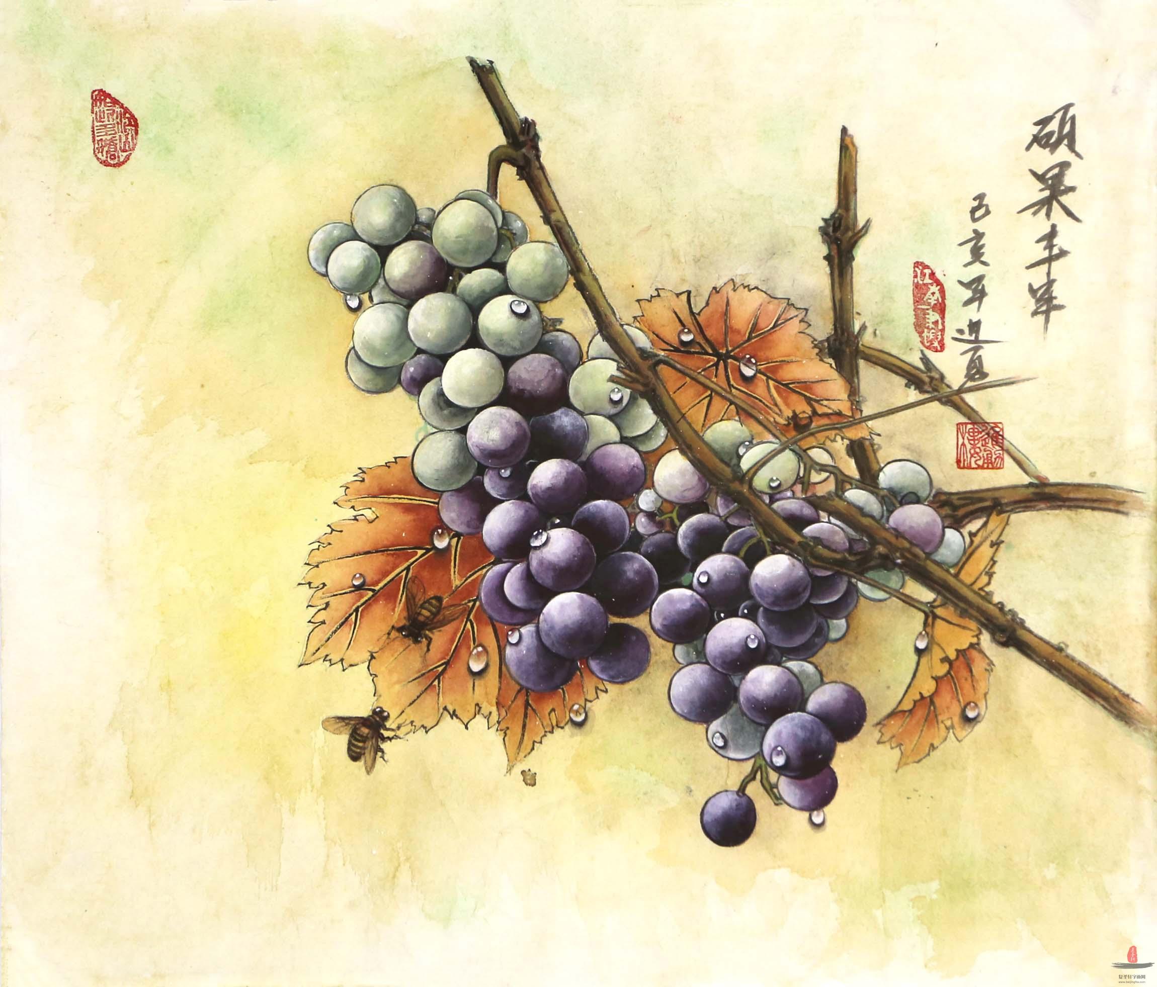 楼进勇花鸟《硕果丰年》